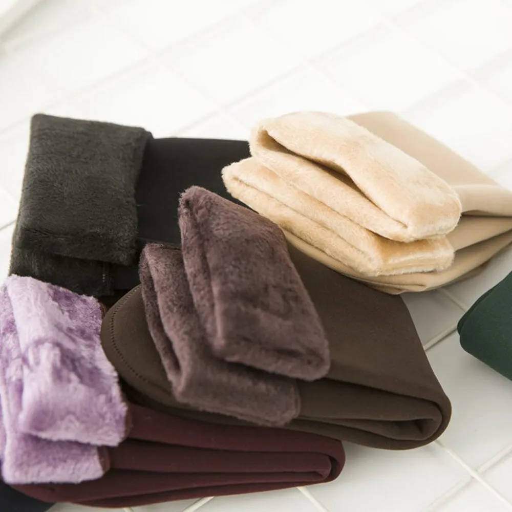 1Pair Women Fleece Socks Winter Sock For Lady Casual Soft Warm Footwear Elastic Fleece Lining Slipper Socks Velvet Solid Color