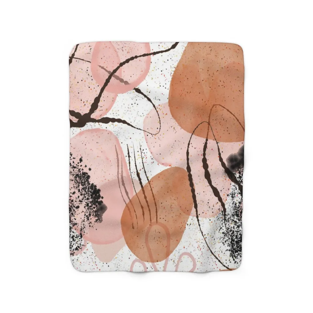 Abstract Comfy Blanket | Blush Pink Beige Black