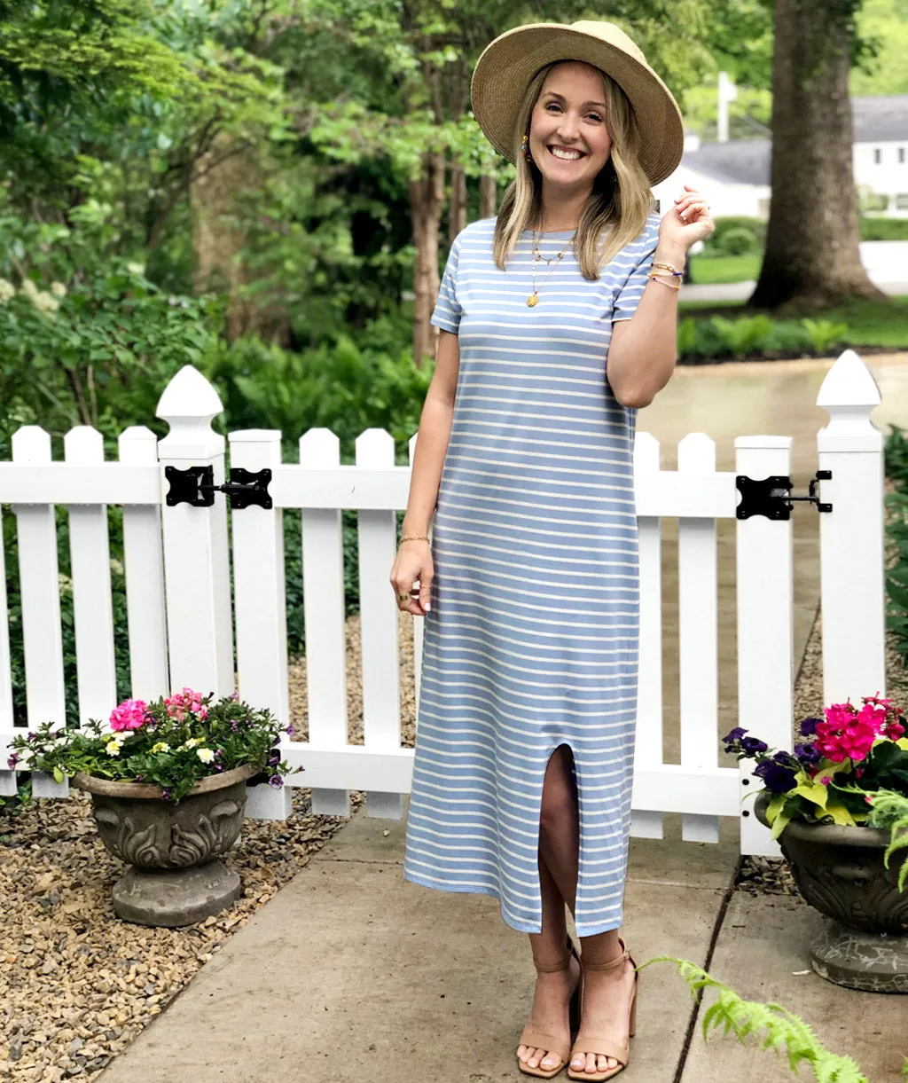 ALEJA boxy stripe dress in Periwinkle