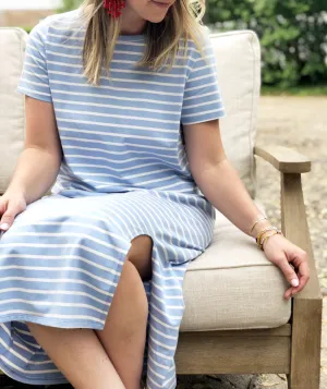 ALEJA boxy stripe dress in Periwinkle