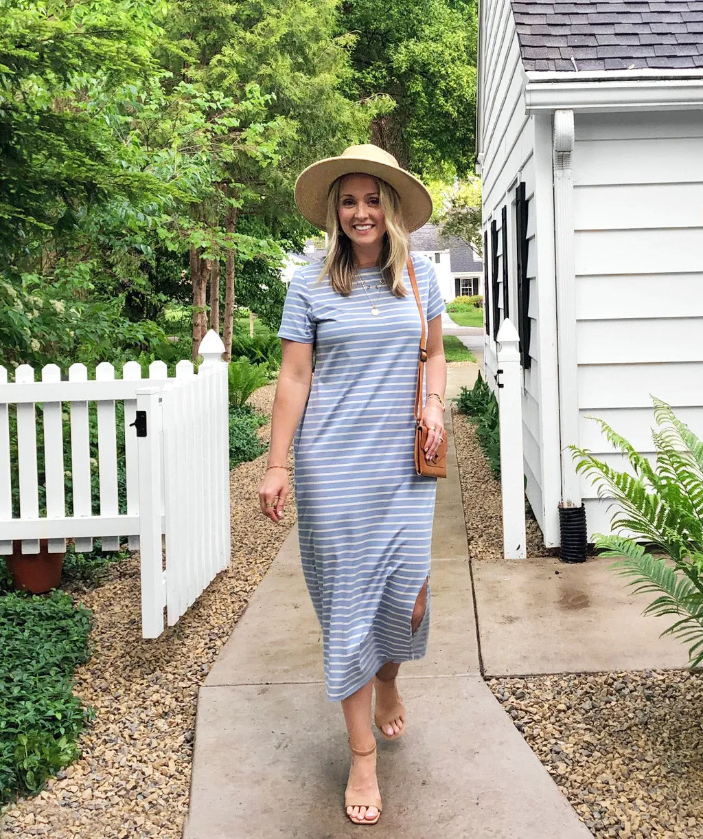 ALEJA boxy stripe dress in Periwinkle