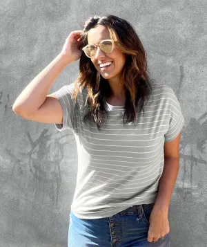 AYMEE boxy stripe tee in Slate Blue