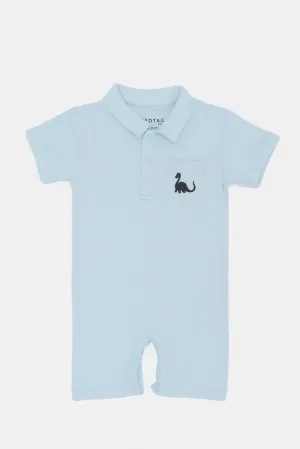 Baby Blue Polo Romper