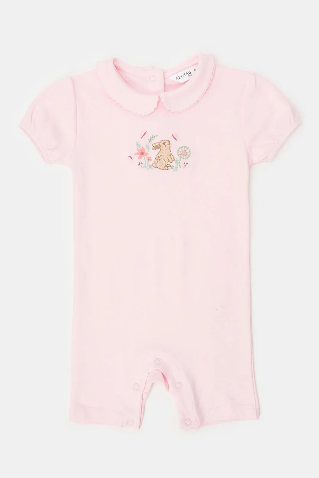 Baby Pink Embroidered Romper
