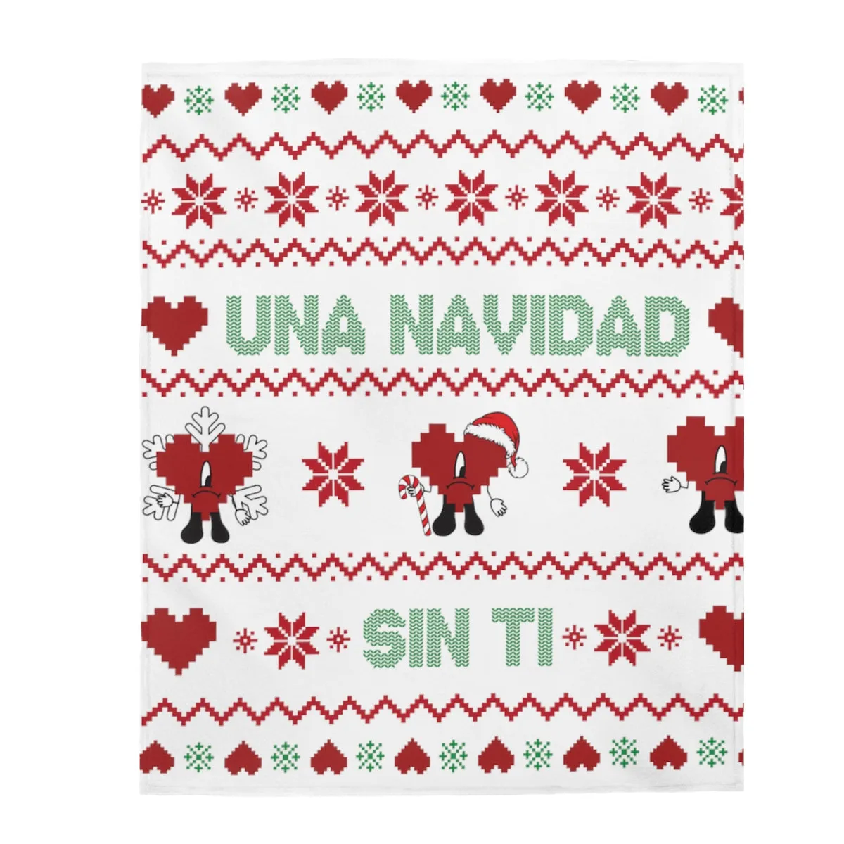 Bad Bunny Christmas Blanket, Retro Vintage Bad Bunny Blanket , Una Navidad Sin Ti Sweatshirt, Pop Music lover Gift,Bad Bunny Xmas Gifts Velveteen Plush Blanket