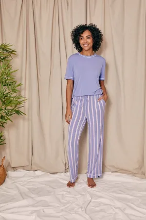 Bamboo Tee and Trouser Set in Heather Stripe