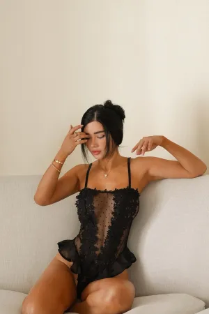 Bedroom Dreams Mesh Embroidered Sleep Teddy - Black