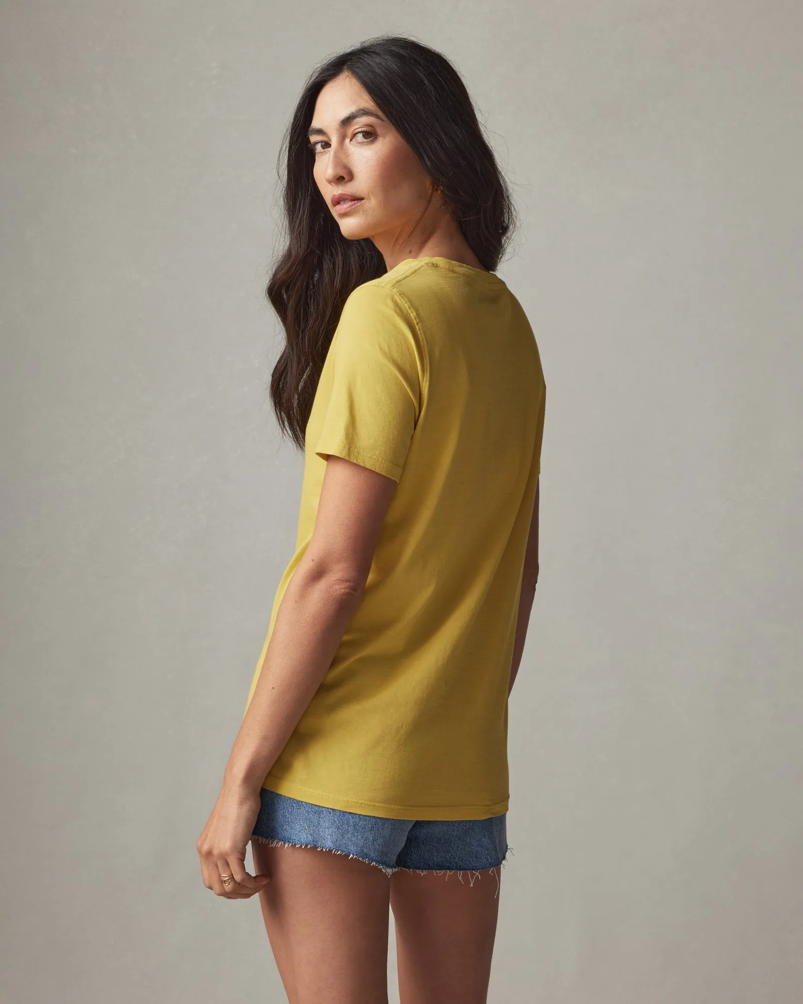 Classic Cotton V-Neck Tee - Flaxen