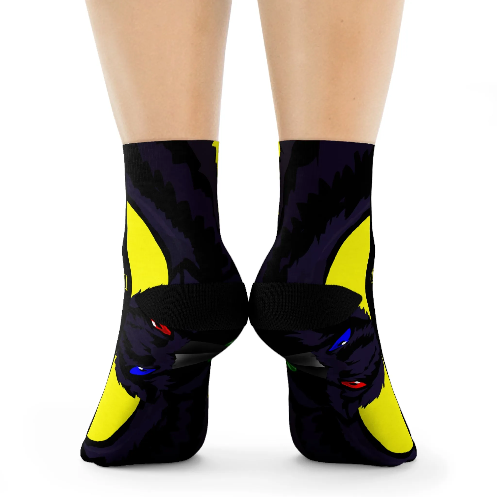 Crowgodshi First Generation Limited Edition Black Socks, YELLOW LOGO