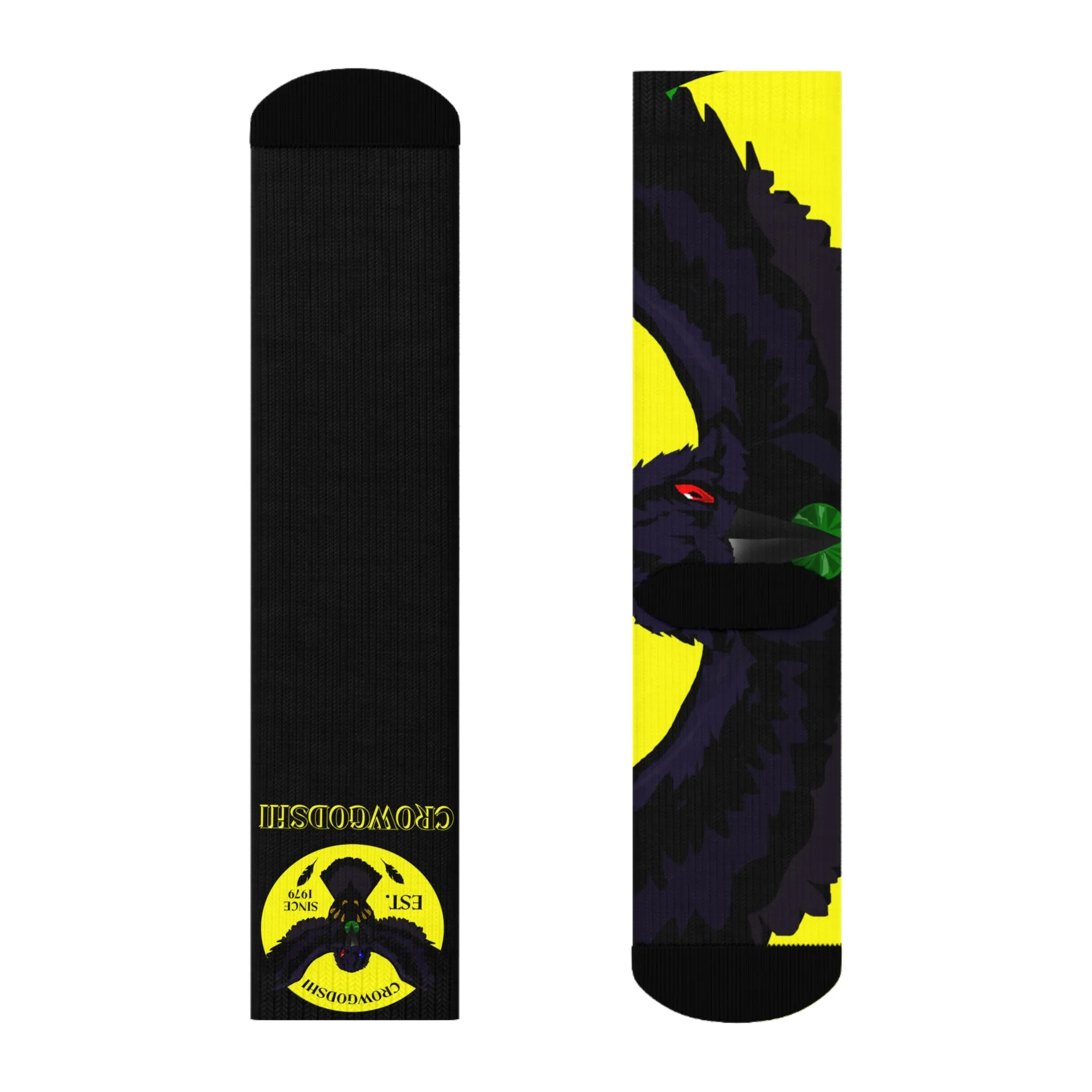 Crowgodshi First Generation Limited Edition Black Socks, YELLOW LOGO