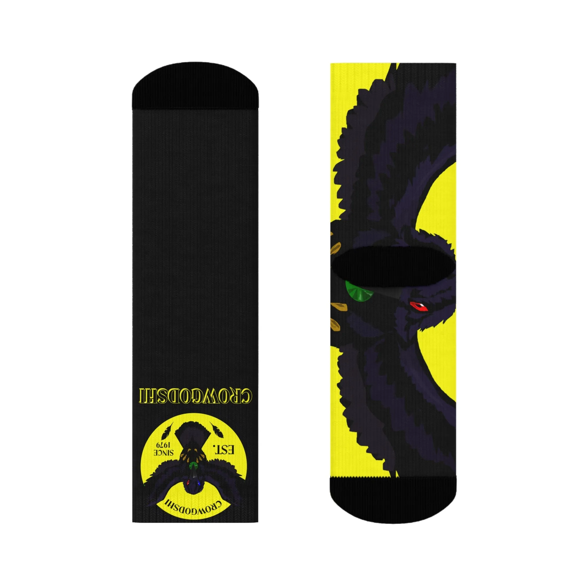 Crowgodshi First Generation Limited Edition Black Socks, YELLOW LOGO