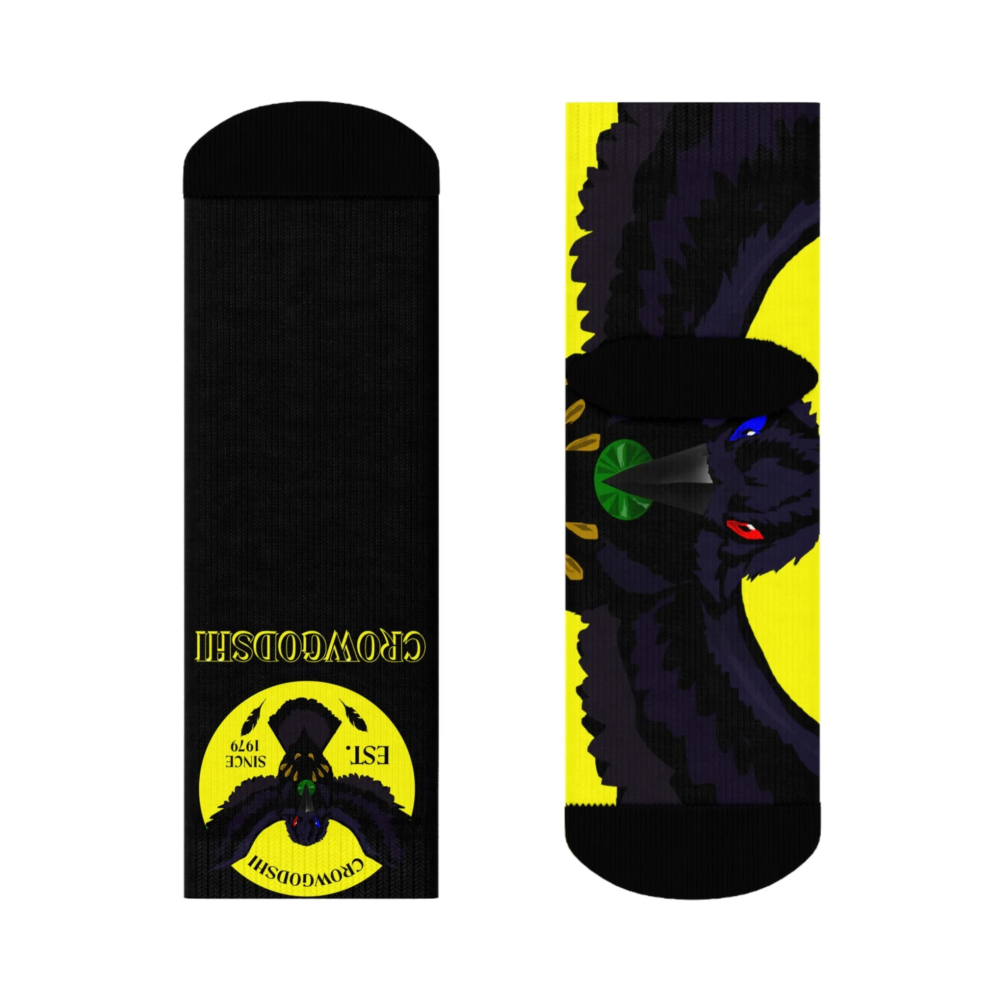 Crowgodshi First Generation Limited Edition Black Socks, YELLOW LOGO