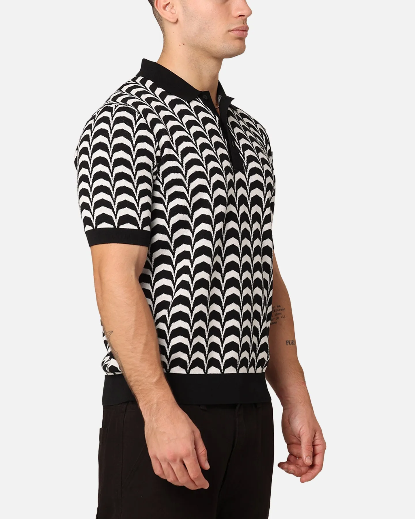 Fred Perry Jacquard Knitted Shirt Black