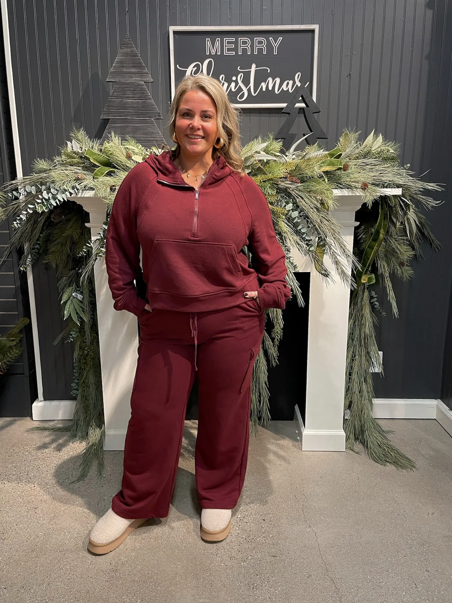 French Terry Jacket - Burgundy | Curvy