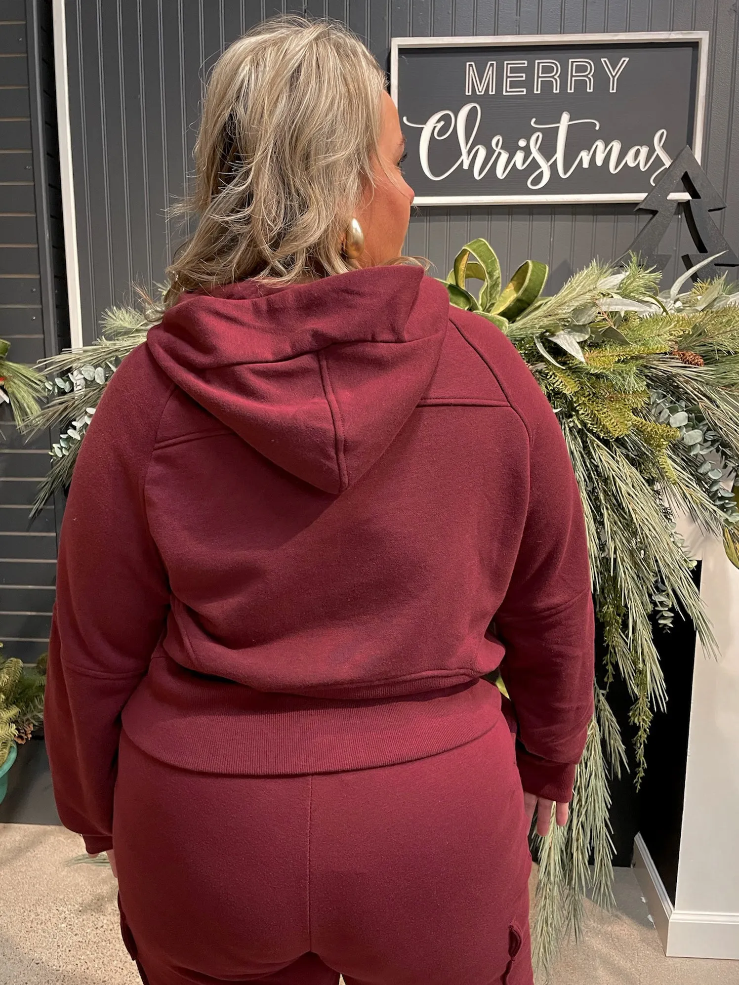 French Terry Jacket - Burgundy | Curvy