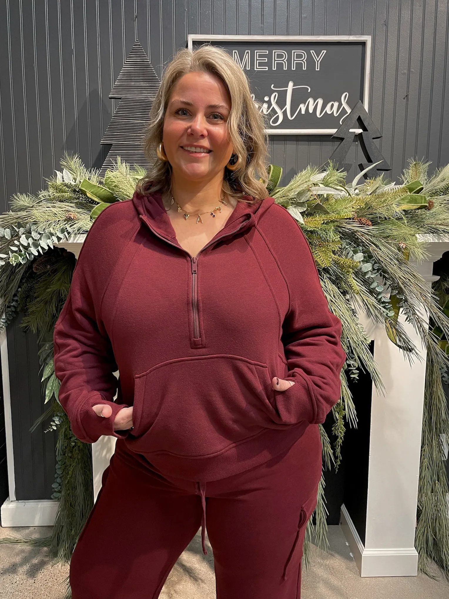 French Terry Jacket - Burgundy | Curvy