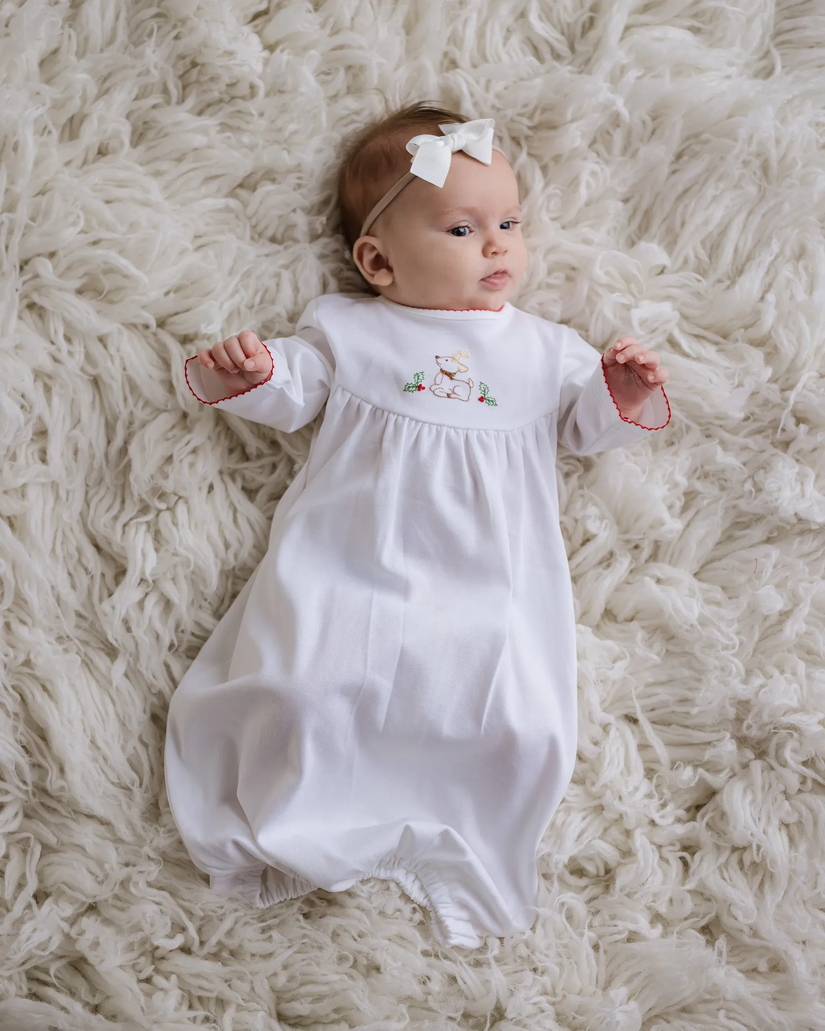 Gathered Christmas Deer Gown