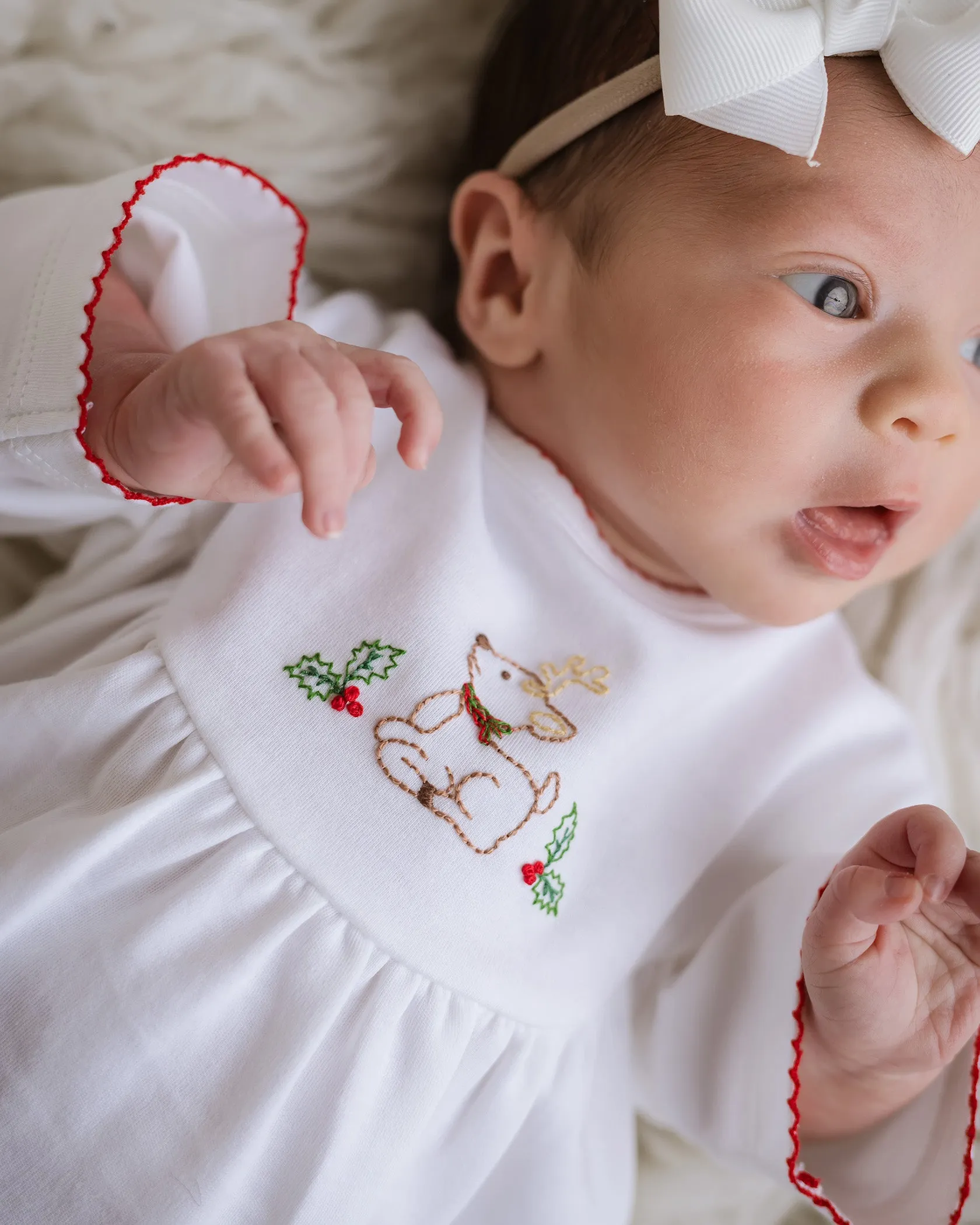 Gathered Christmas Deer Gown