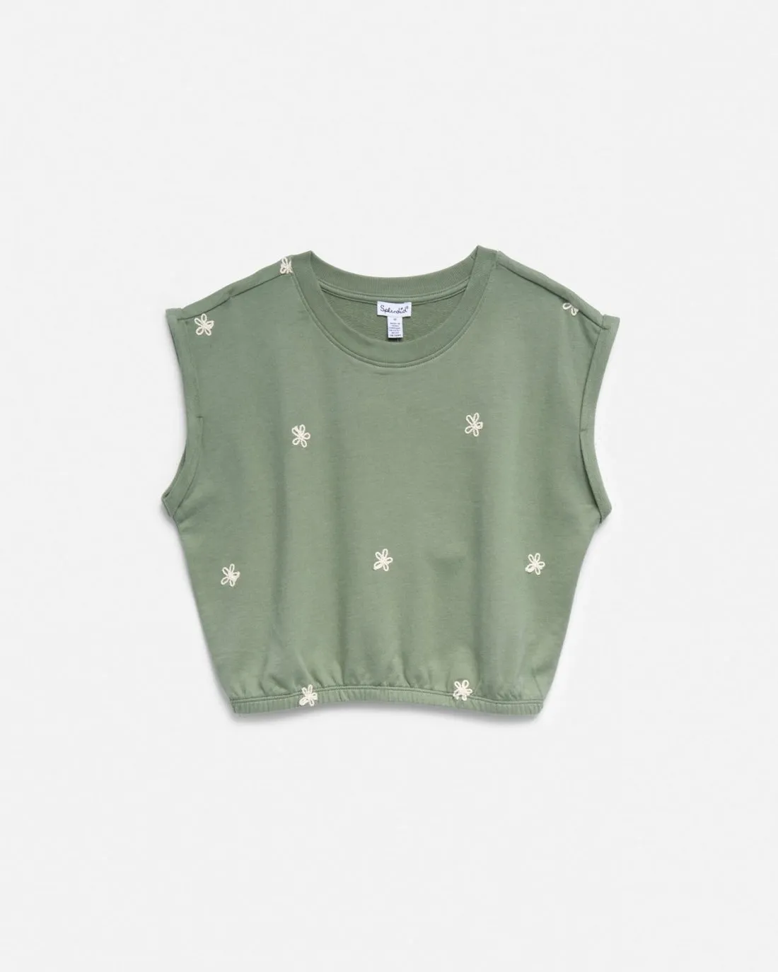 Girls Olive Star Cap Sleeve Sweatshirt