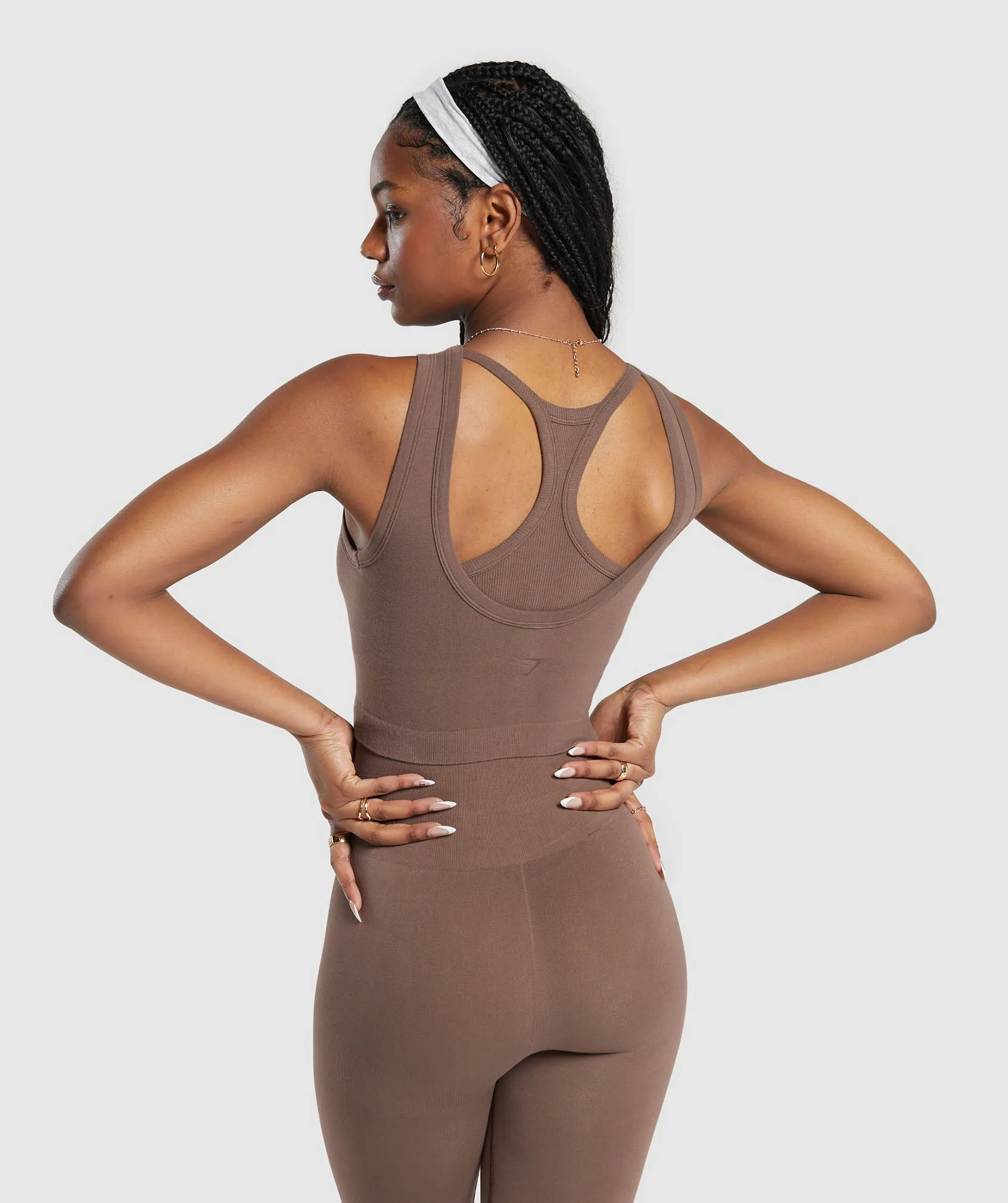 Gymshark Ribbed Cotton Seamless Body Fit Tank - Soft Brown