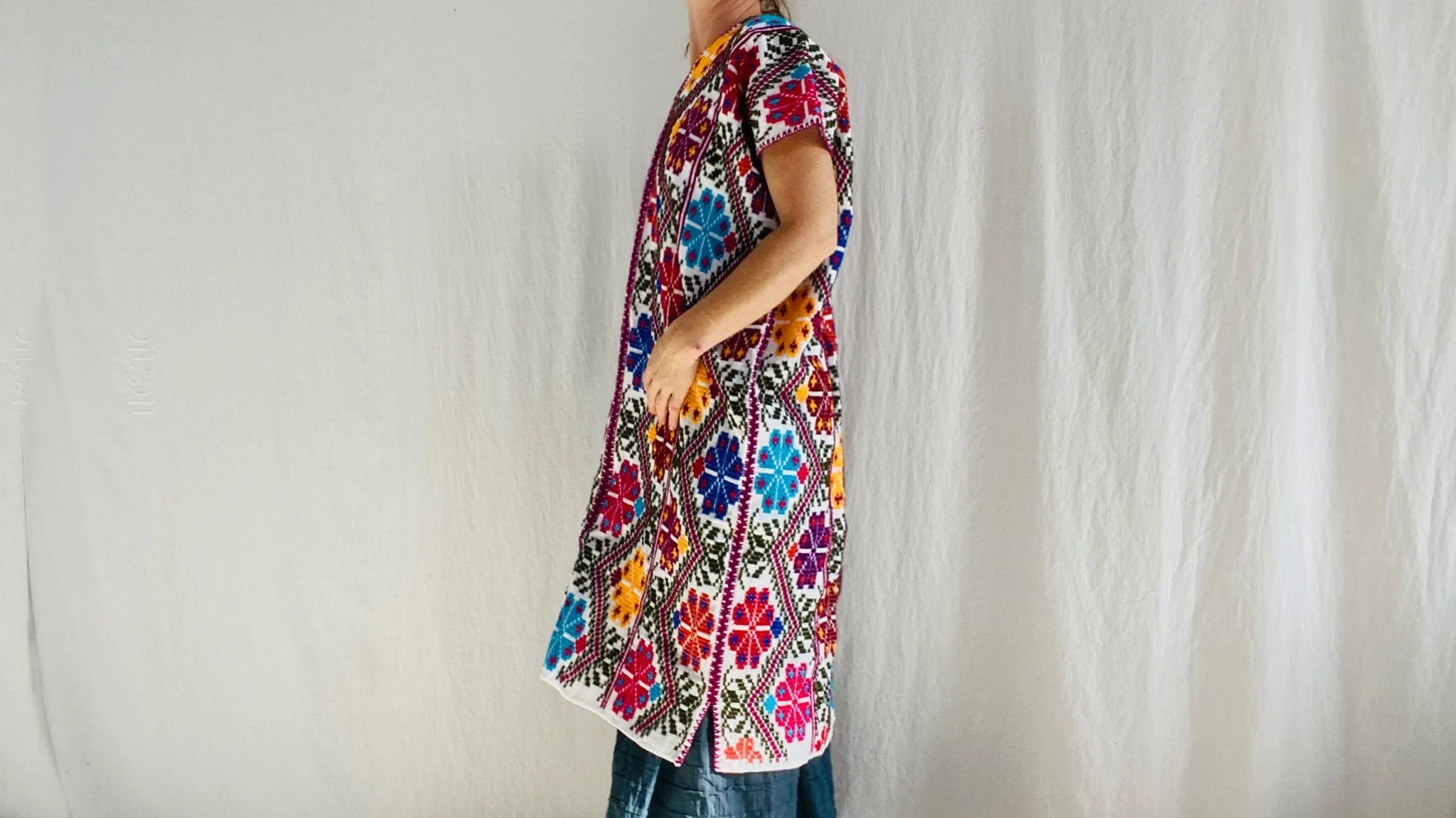 Hand Embroidered Amuzgo Huipil Dress. Guerrero, Mexico.