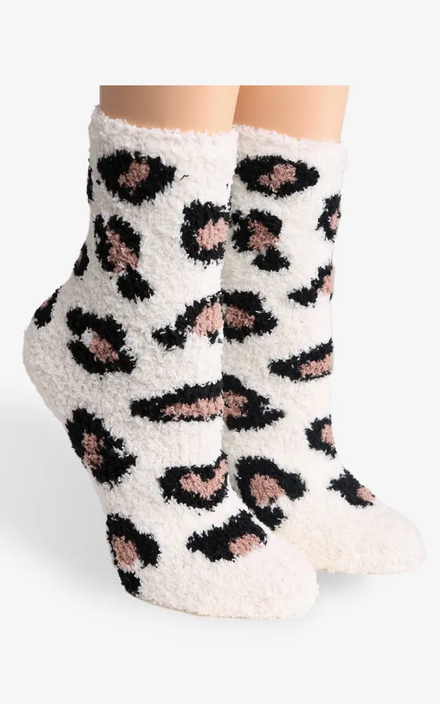JCS105 Leopard Pattern Fuzzy Socks (6prs Pack)