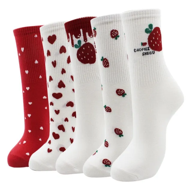 Kawaii  Women Socks | Cartoon | Cat | Dog | Owl Stripe | Avocado Girl | Cotton Socks | 2021 Hot Sale