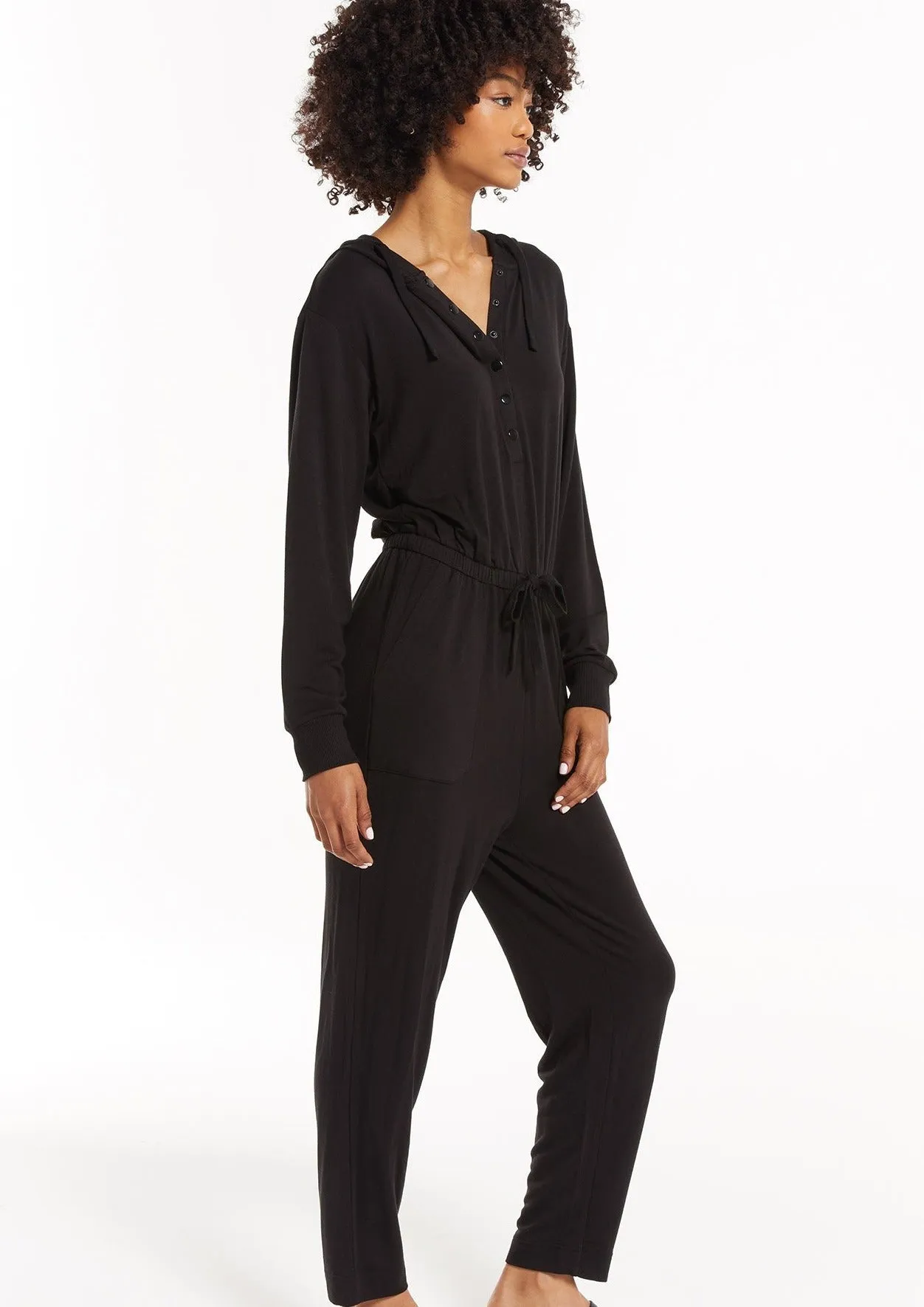 Lisse Henley Jumpsuit | Black