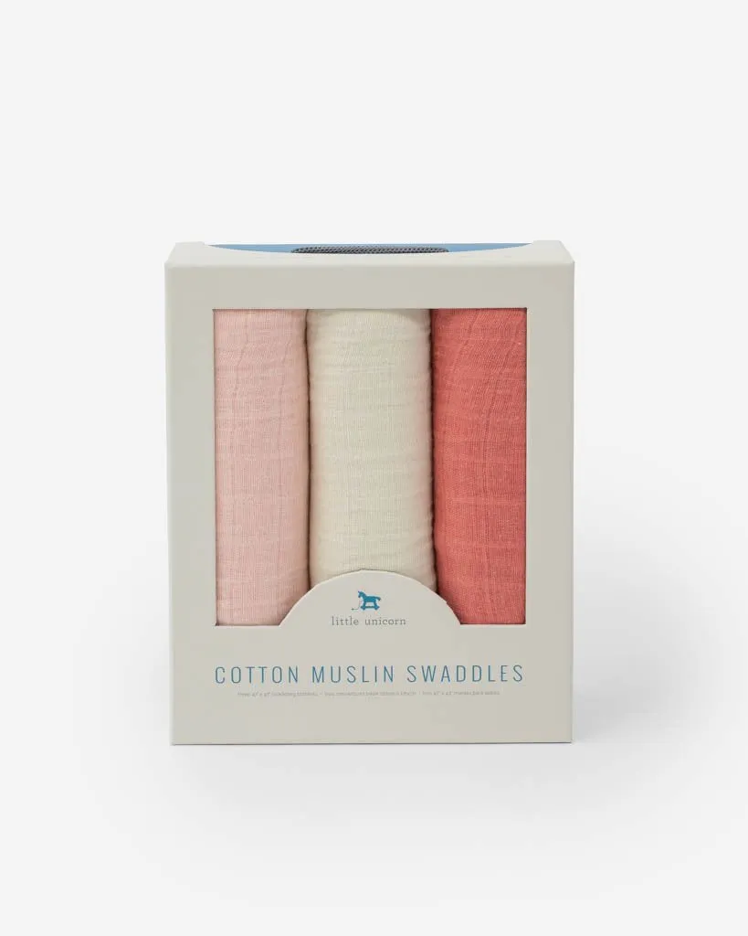 Little Unicorn Cotton Muslin Swaddle Set - Rose Petal