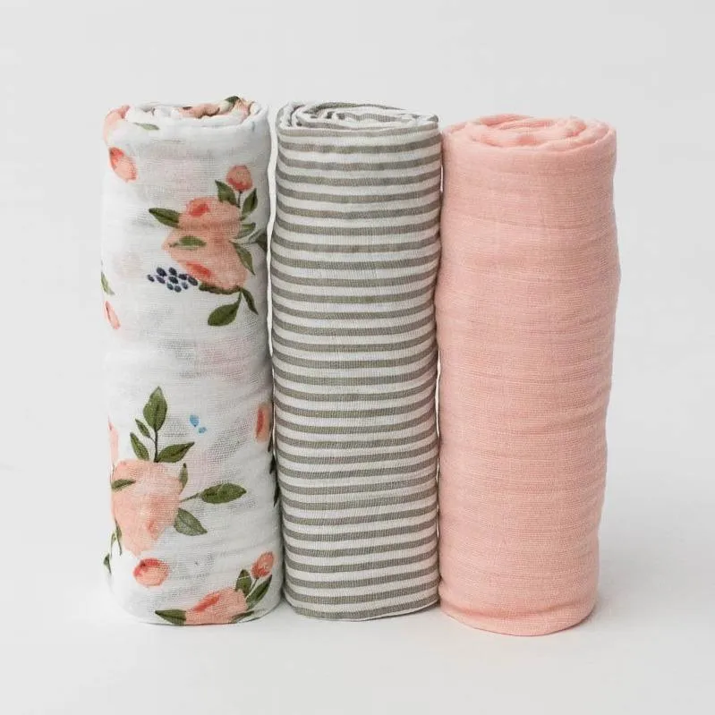 Little Unicorn Cotton Muslin Swaddle Set - Watercolor Roses