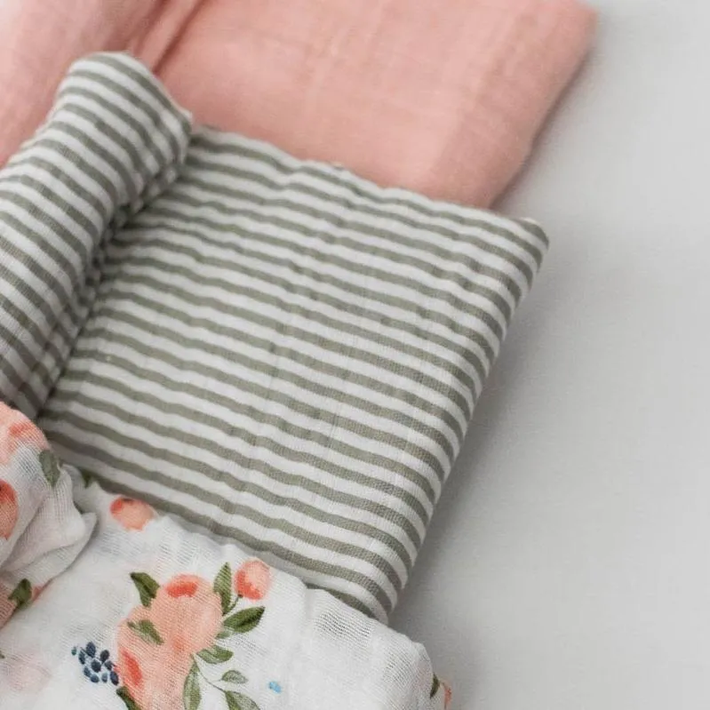 Little Unicorn Cotton Muslin Swaddle Set - Watercolor Roses