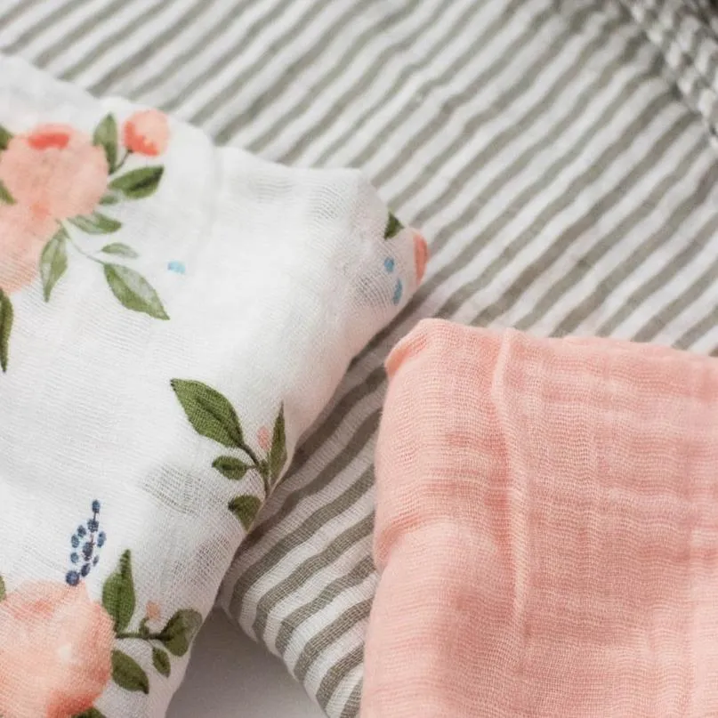 Little Unicorn Cotton Muslin Swaddle Set - Watercolor Roses