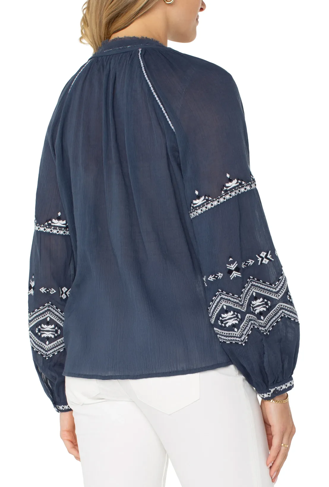 Long Sleeve Raglan Woven Blouse Insignia Blue