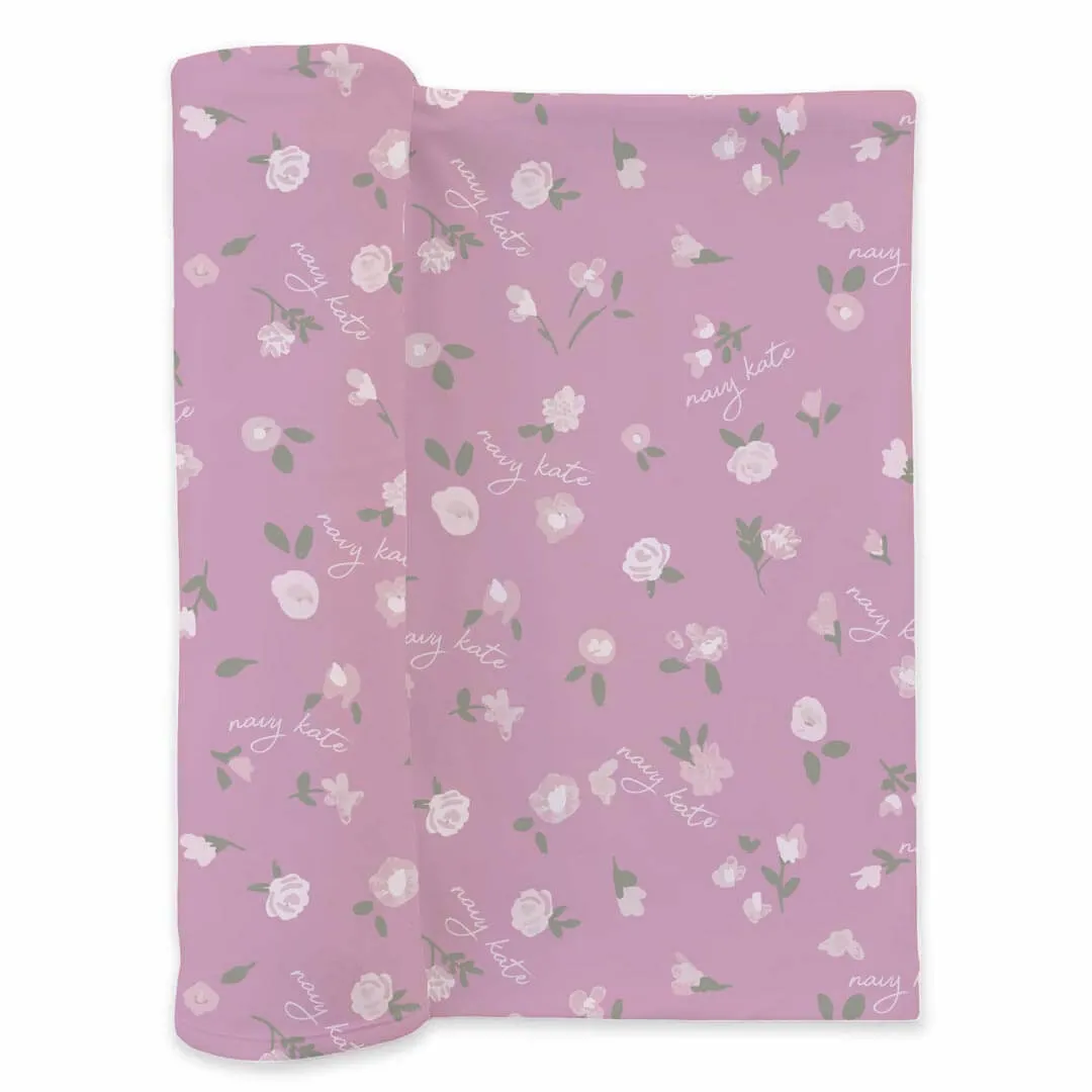 Personalized Baby Name Swaddle Blanket | Blush Blooms