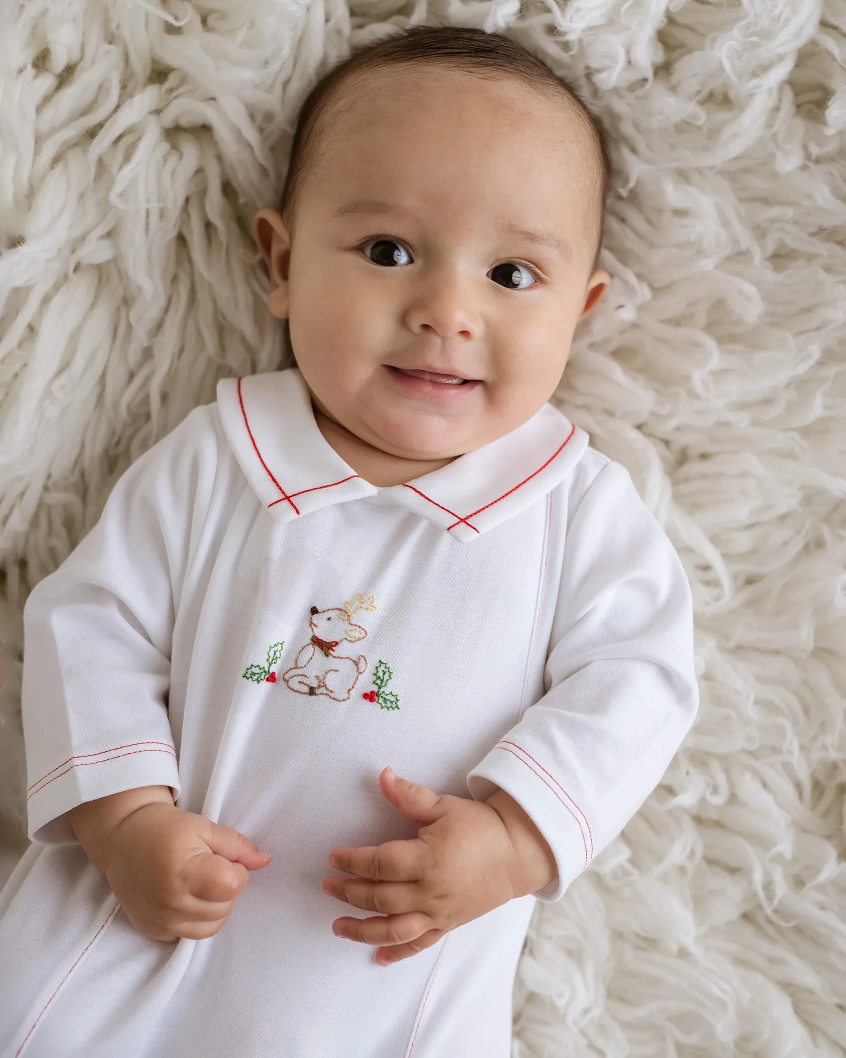 Pointed Collar Christmas Deer Gown