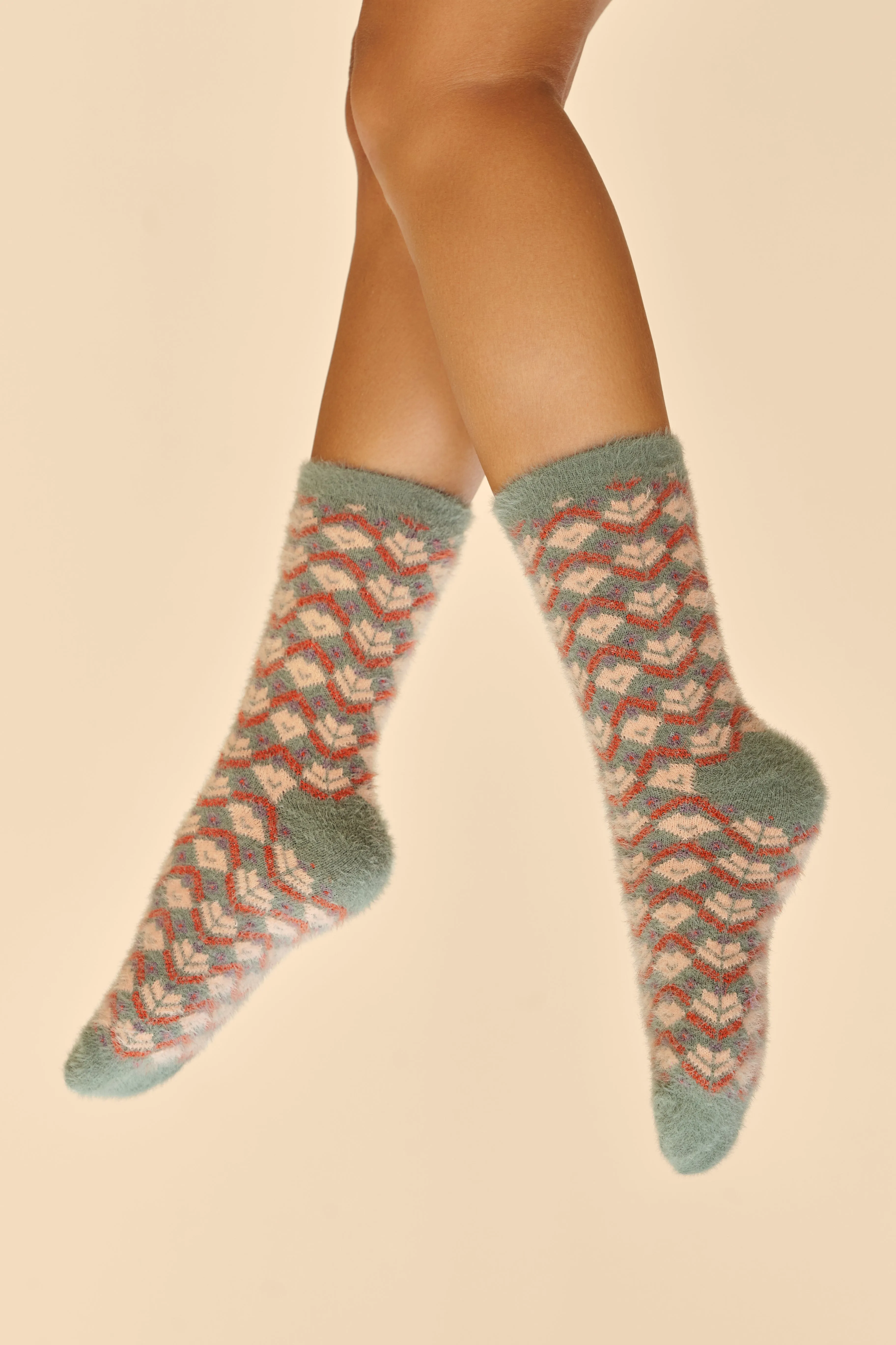 Powder Fuzzy Slipper Socks