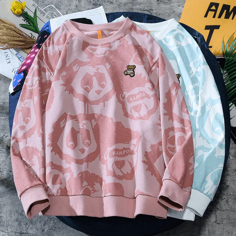 RAMPO Bear Embroidered Long Sleeve Sweatshirt