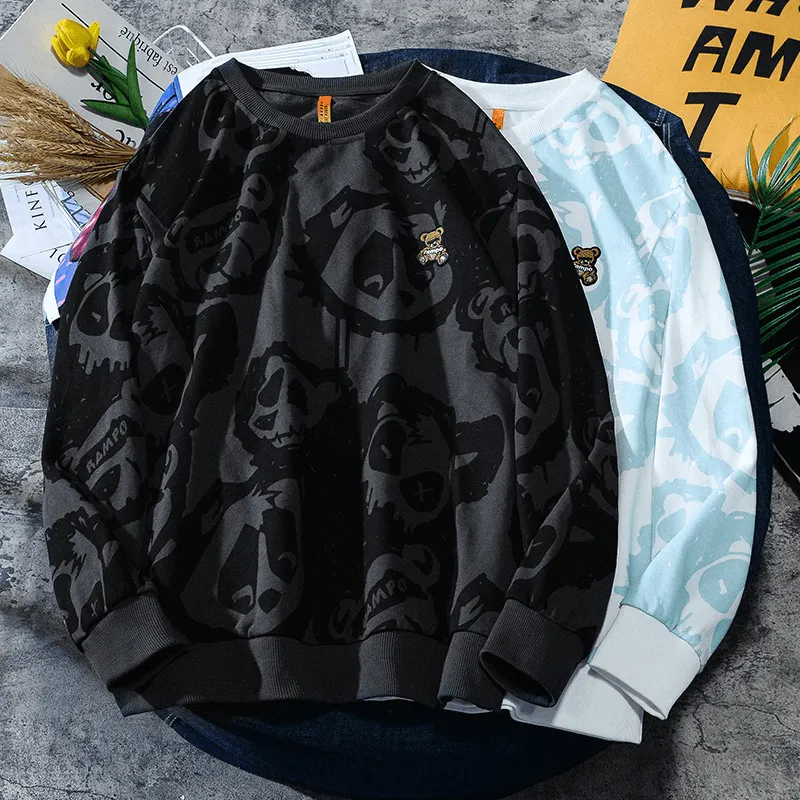 RAMPO Bear Embroidered Long Sleeve Sweatshirt