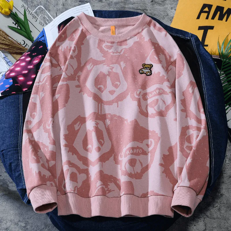 RAMPO Bear Embroidered Long Sleeve Sweatshirt