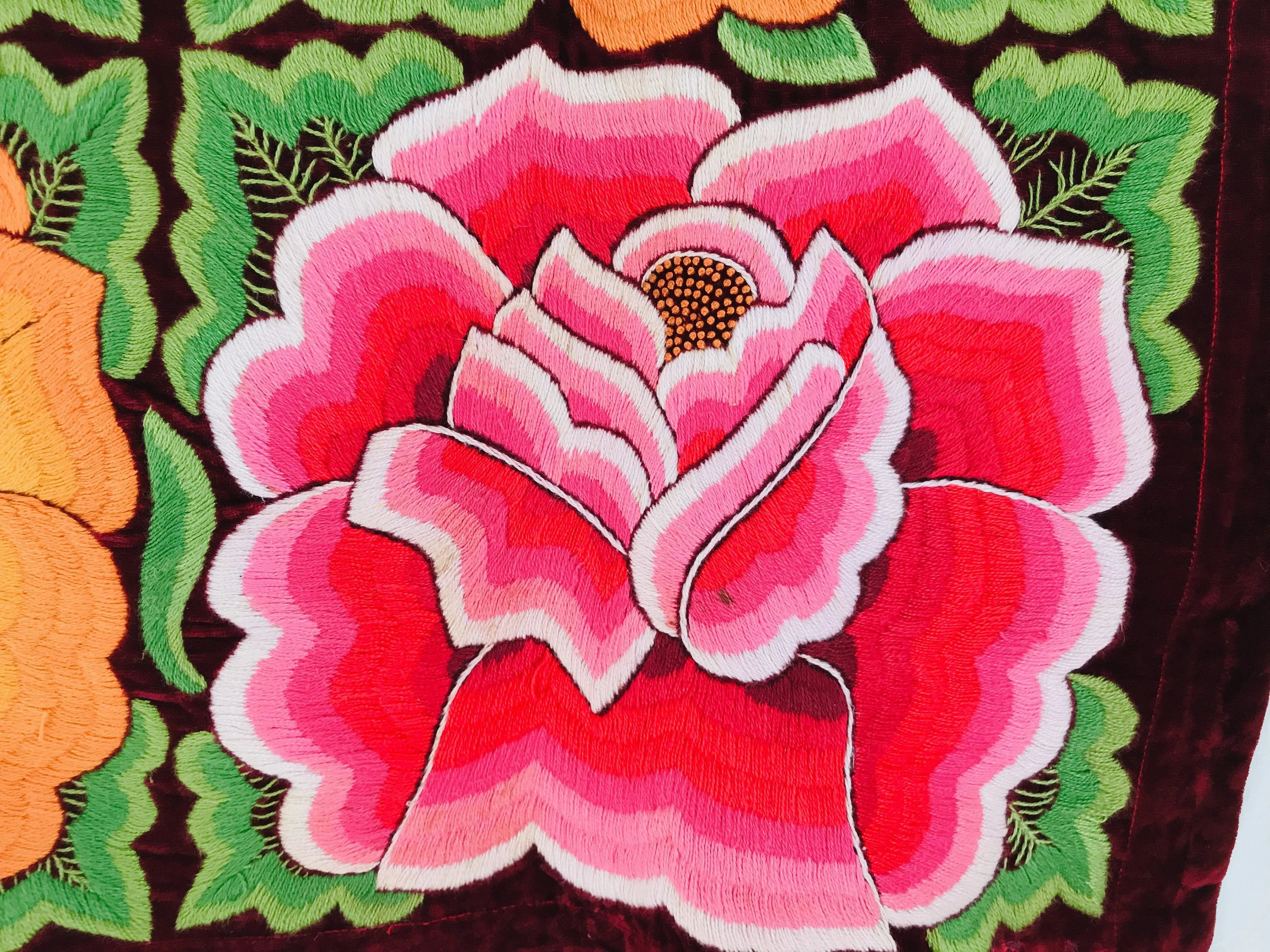 Velvet Tehuana Huipil Wall Hanging/Panel. Frida Kahlo Blouse. Oaxaca, Mexico.