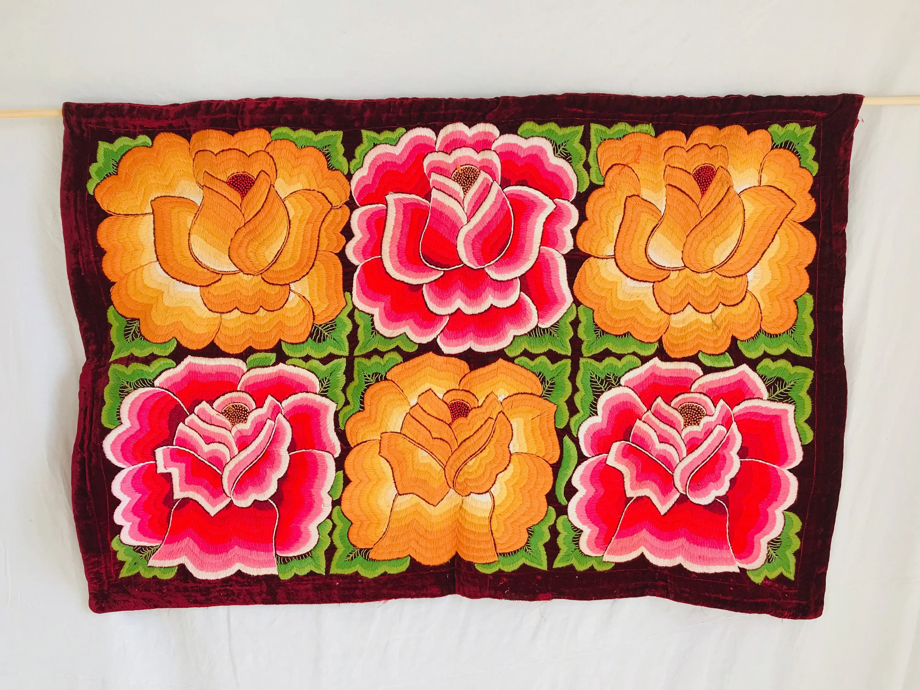 Velvet Tehuana Huipil Wall Hanging/Panel. Frida Kahlo Blouse. Oaxaca, Mexico.