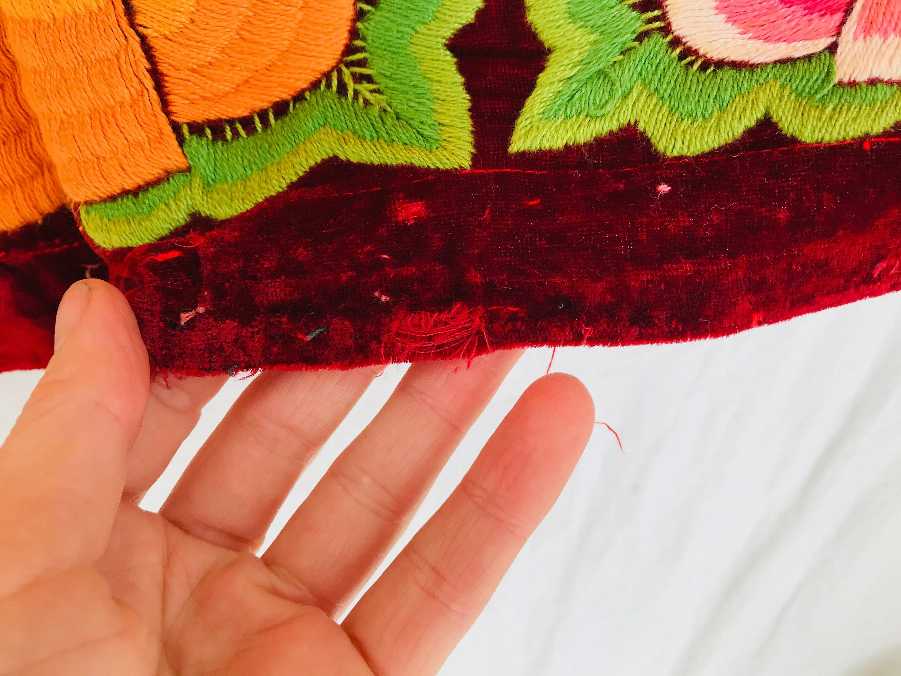 Velvet Tehuana Huipil Wall Hanging/Panel. Frida Kahlo Blouse. Oaxaca, Mexico.